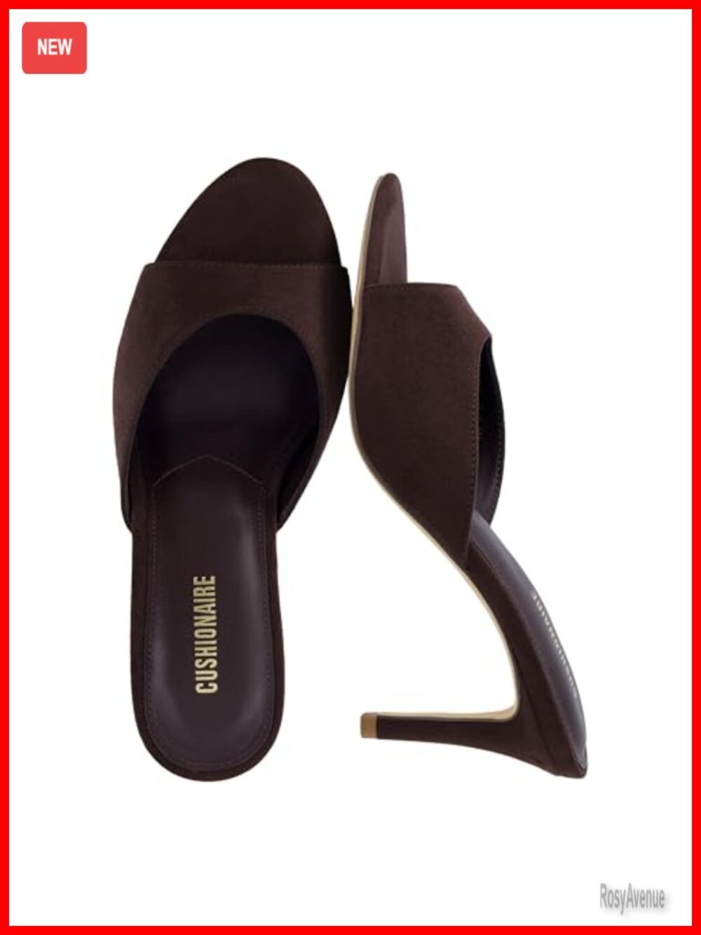 CUSHIONAIRE Elle Womens Open Toe Pointed Heel Sandal Cushioned Memory Foam Mule